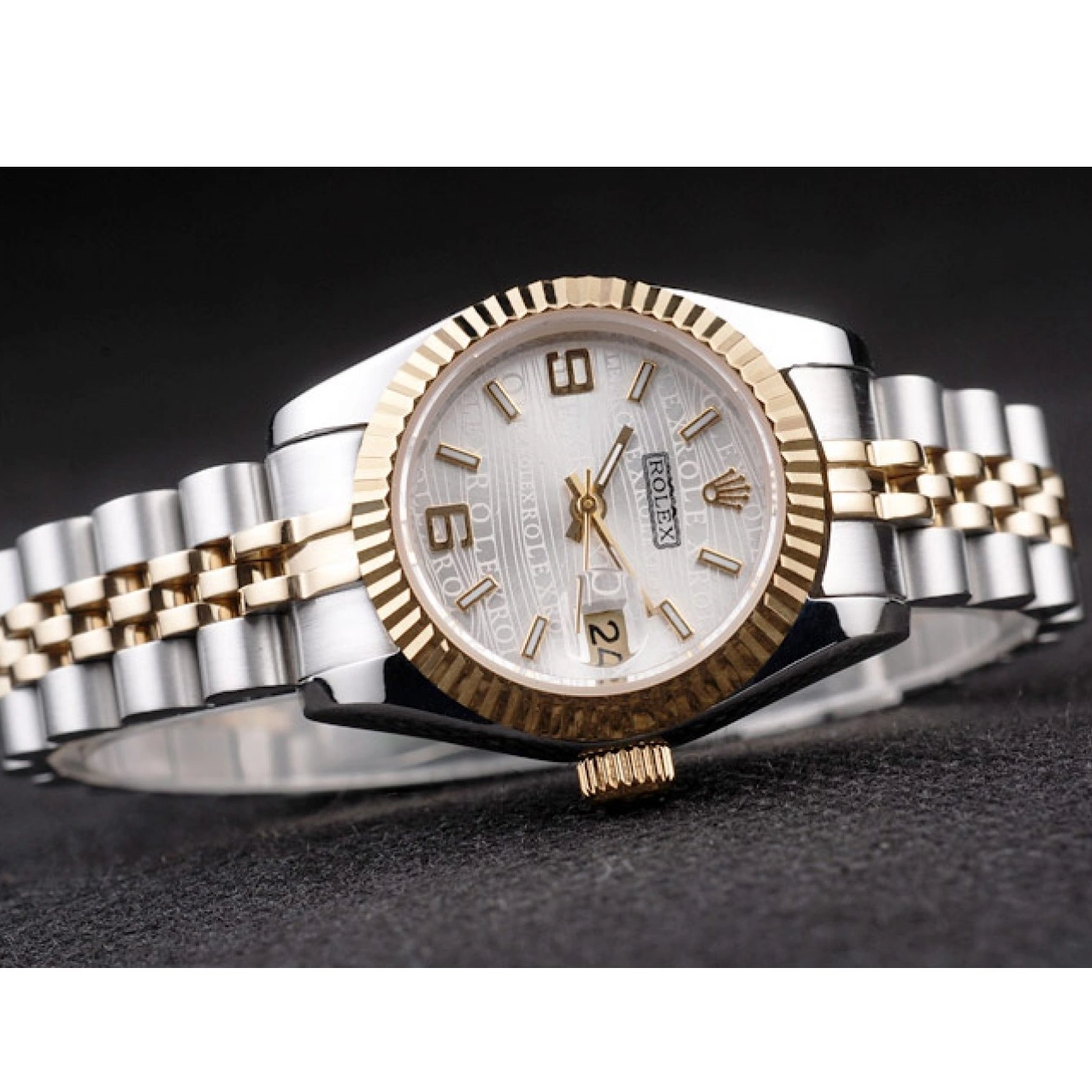 Aaa replica watch Yellow Datejust Plated Two 98079 Steel Rolex Tone Stainless Gold 0708